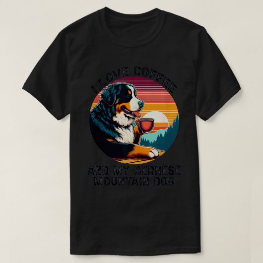 Ik hou van koffie en mijn berner hond Berner Mount T-shirt (Design voorkant)