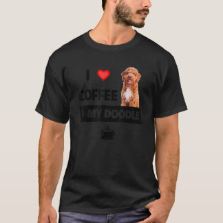 Ik hou van koffie en mijn gouden hond van mam pap t-shirt