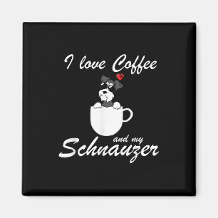 ik hou van koffie en mijn schnauzer hondenliefhebb magneet