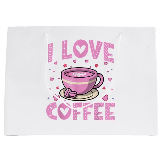 Ik hou van koffie - Funny Coffee Drinker Cafeïne A Groot Cadeauzakje (Voorkant)
