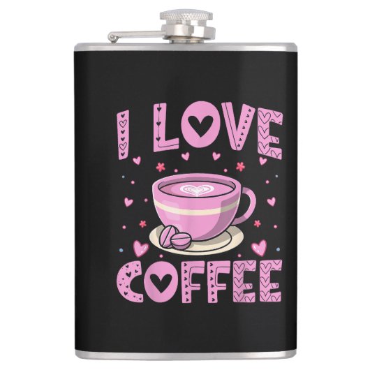Ik hou van koffie - Funny Coffee Drinker Cafeïne A Heupfles (Voorkant)