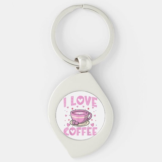 Ik hou van koffie - Funny Coffee Drinker Cafeïne A Sleutelhanger (Voorkant)