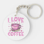 Ik hou van koffie - Funny Coffee Drinker Cafeïne A Sleutelhanger (Achterkant)