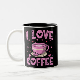 Ik hou van koffie - Funny Coffee Drinker Cafeïne A Tweekleurige Koffiemok