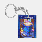 Ik hou van koffie grillige Abstracte schilderij bl Sleutelhanger (Voorkant Links)