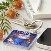 Ik hou van koffie grillige Abstracte schilderij bl Sleutelhanger (Voorkant Rechts)