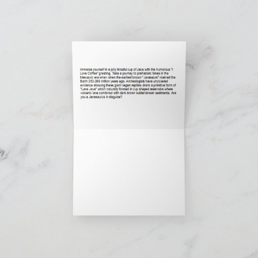 IK HOU VAN KOFFIE JAVASAURUS WENSKAART BEDANKKAART (Binnen)