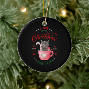 ik hou van koffie kerst en katten vreugdevolle gro keramisch ornament