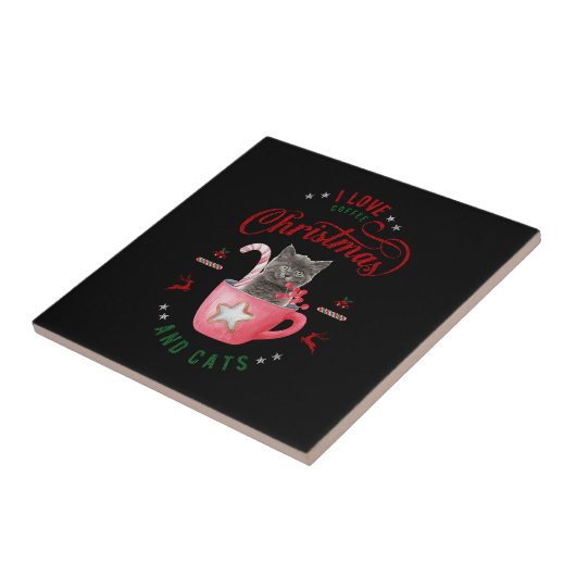 ik hou van koffie kerst en katten vreugdevolle gro tegeltje (Zijkant)
