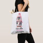 Ik hou van koffie Kerstmis en pinguïns in roze Tote Bag (Dichtbij)