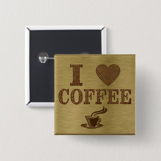 Ik Hou Van Koffie Knop Vierkante Button 5,1 Cm (Voorkant /achterkant)