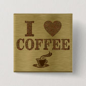 Ik Hou Van Koffie Knop Vierkante Button 5,1 Cm (Voorkant)