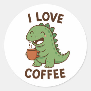 Ik hou van koffie – Koffieliefhebber Citaat Design Ronde Sticker