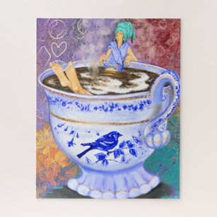 Ik hou van koffie-meisje Fantasy Puzzle Painting Legpuzzel