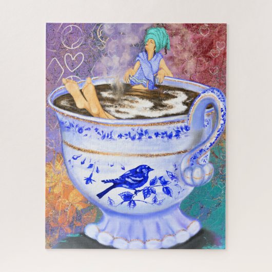 Ik hou van koffie-meisje Fantasy Puzzle Painting Legpuzzel (Verticaal)