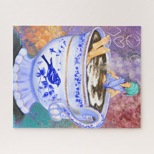 Ik hou van koffie-meisje Fantasy Puzzle Painting Legpuzzel (Horizontaal)