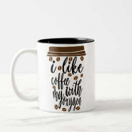 Ik Hou Van Koffie Met Mijn Zuurstof Koffieliefhebb Tweekleurige Koffiemok