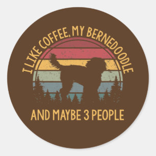 Ik hou van koffie mijn Bernedole en misschien 3 me Ronde Sticker