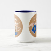 "Ik hou van koffie!" Mok, marineblauw handvat & bi Mok (Midden)