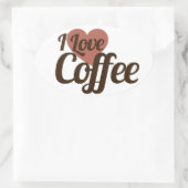Ik hou van koffie ovale sticker (Tas)