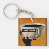 Ik hou van koffie retro sleutelhanger (voorkant)