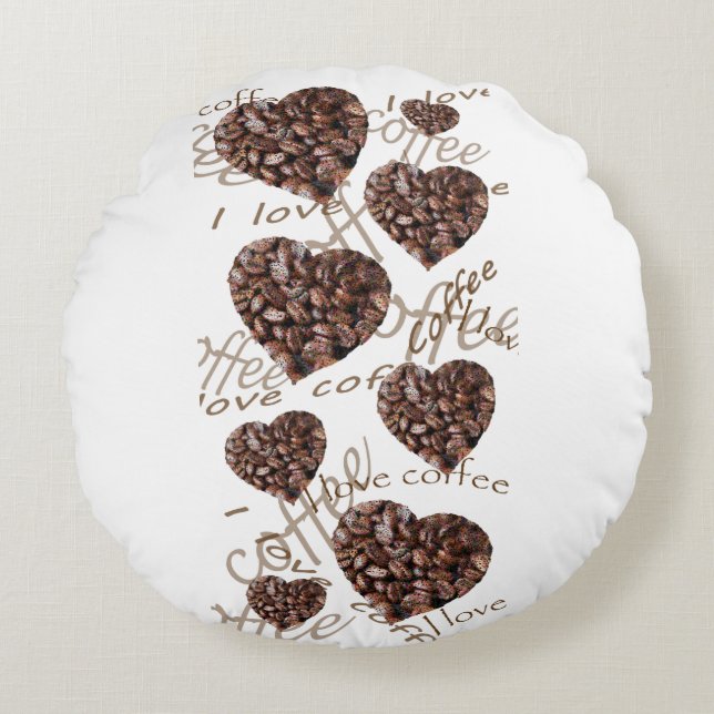 Ik hou van koffie rond kussen (Voorkant)
