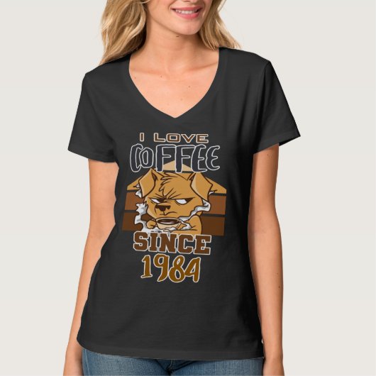 Ik hou van koffie sinds 1984 t-shirt (Voorkant)