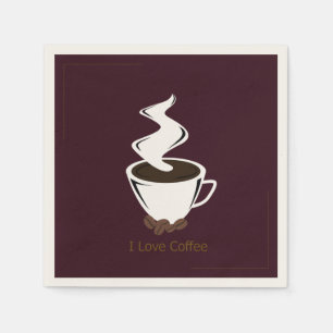 Ik hou van koffie stoomkop servet