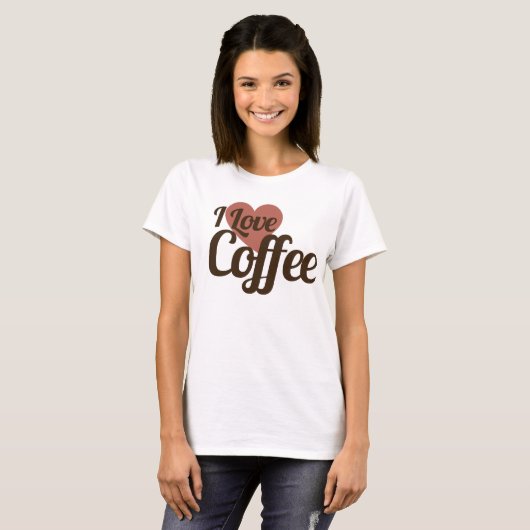 Ik hou van koffie t-shirt (Voorkant volledig)