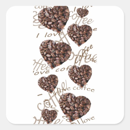 "Ik hou van koffie!" Vierkante Sticker (Voorkant)