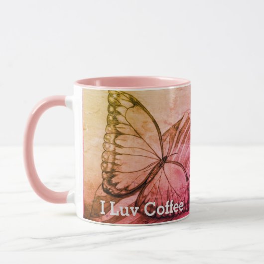 Ik hou van koffie vlinder mok (Links)