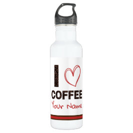Ik hou van koffieboon Hart Bruin Rood Modern Custo Waterfles