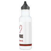 Ik hou van koffieboon Hart Bruin Rood Modern Custo Waterfles (Rechts)