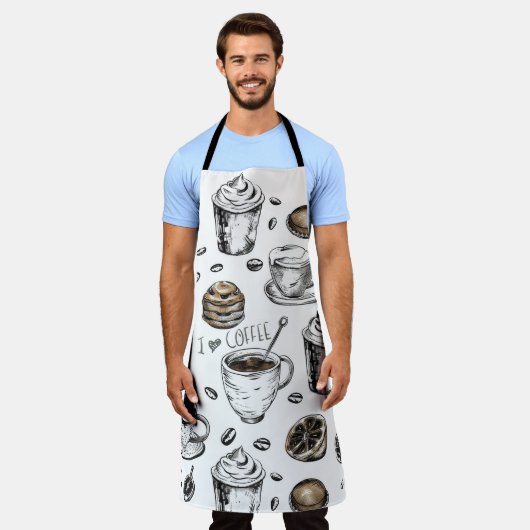 Ik hou van koffiedesign, Schattigee Barista koffie Schort (Gedragen)