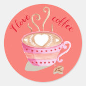 Ik hou van koffietelaars ronde sticker (Voorkant)