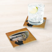 Ik hou van koffietretro glazen onderzetter (Schuin)