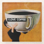 Ik hou van koffietretro glazen onderzetter (Voorkant)