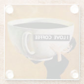 Ik hou van koffietretro glazen onderzetter (Achterkant)