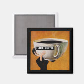 Ik hou van koffietretro magneet (Voorkant / Achterkant)