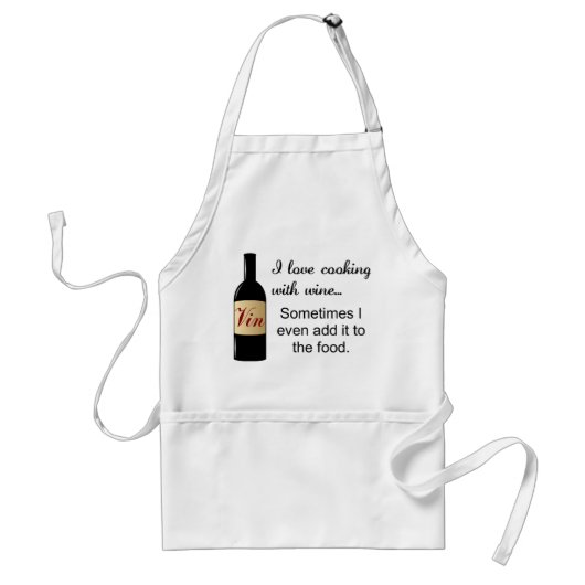 Ik hou van koken met wijnpron standaard schort (Voorkant)