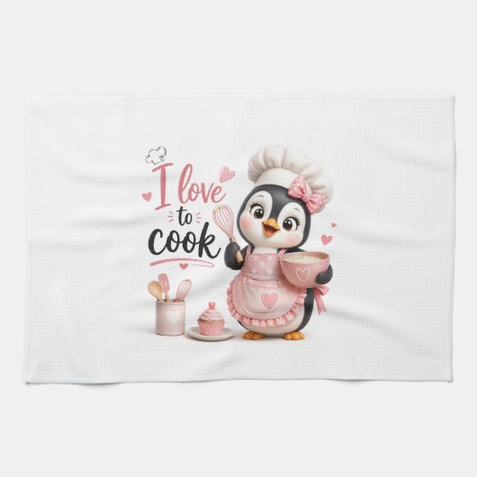 Ik hou van koken Pinguïn Keukendoek Theedoek (Horizontaal)