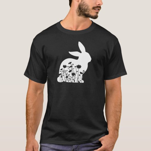 Ik hou van konijnen en wilde bloemen paaskonijnenk t-shirt (Voorkant)