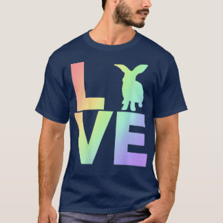 Ik hou van konijnen regenboog konijn silhouet TERU T-shirt