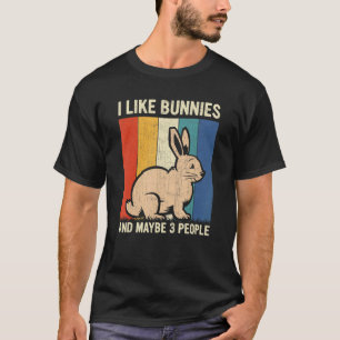 Ik hou van konijntjes en misschien 3 mensen Retro  T-shirt