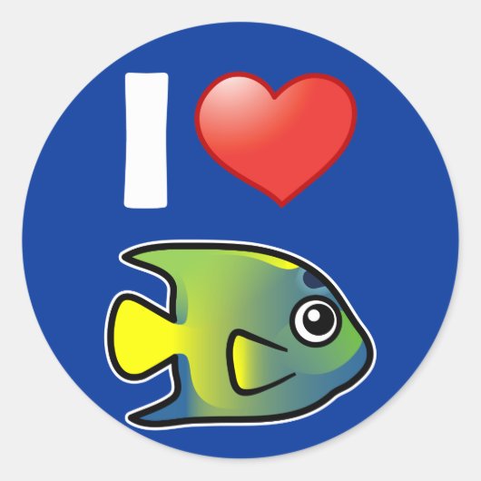 Ik hou van koningin Angelfish Ronde Sticker (Voorkant)