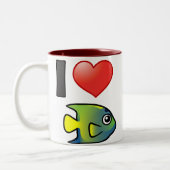 Ik hou van koningin Angelfish Tweekleurige Koffiemok (Links)