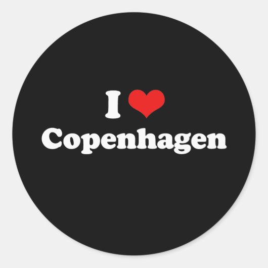 Ik hou van Kopenhagen Tshirt White Tshirt Ronde Sticker (Voorkant)