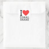 Ik hou van koraalslang vierkante sticker (Tas)