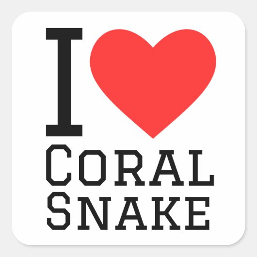 Ik hou van koraalslang vierkante sticker (Voorkant)