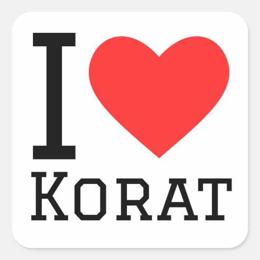 Ik hou van korat vierkante sticker (Voorkant)